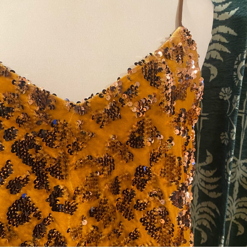 Anthropologie RO+DE Cami Tank Top Esther Sequin Velvet Animal Print Size XS - Picture 8 of 12